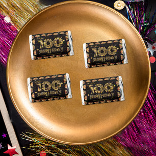 Black Gold Disco Ball 100th Birthday Thank You Hershey's Miniatures