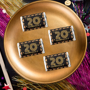Black Gold Disco Ball 20th Birthday Thank You Hershey's Miniatures