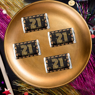 Black Gold Disco Ball 21st Birthday Thank You Hershey's Miniatures