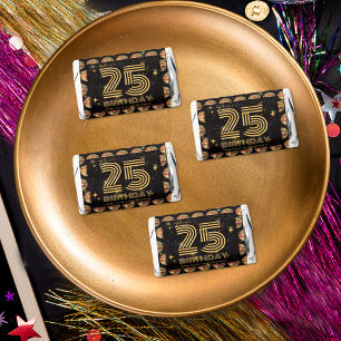 Black Gold Disco Ball 25th Birthday Thank You Hershey's Miniatures