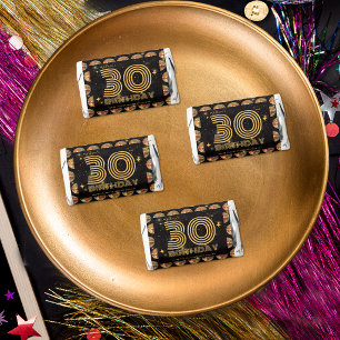 Black Gold Disco Ball 30th Birthday Thank You Hershey's Miniatures