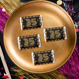 Black Gold Disco Ball 35th Birthday Thank You Hershey's Miniatures