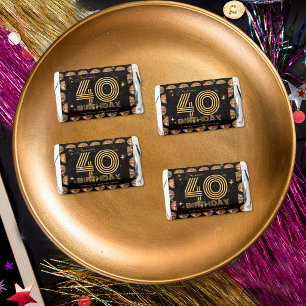 Black Gold Disco Ball 40th Birthday Thank You Hershey's Miniatures