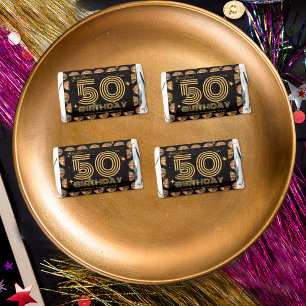Black Gold Disco Ball 50th Birthday Thank You Hershey's Miniatures