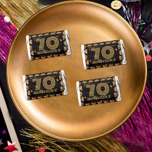 Black Gold Disco Ball 70th Birthday Thank You Hershey's Miniatures