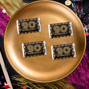 Black Gold Disco Ball 90th Birthday Thank You Hershey's Miniatures