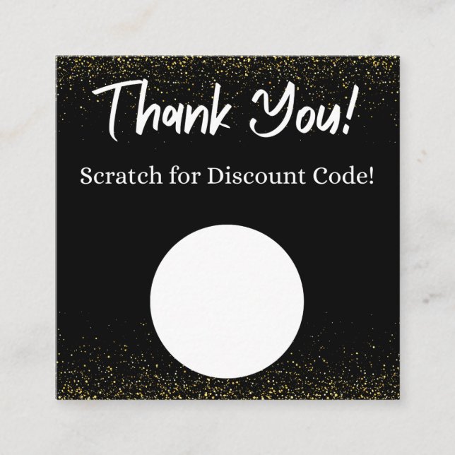 Black & Gold Discount Scratch Off Thank You Card (Front)