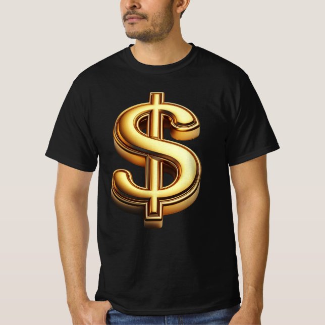 Black & Gold Dollar Sign Bling T-Shirt (Front)