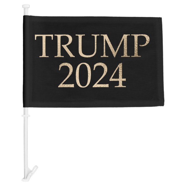 Black Gold Donald Trump 2024 Car Flag (Front)