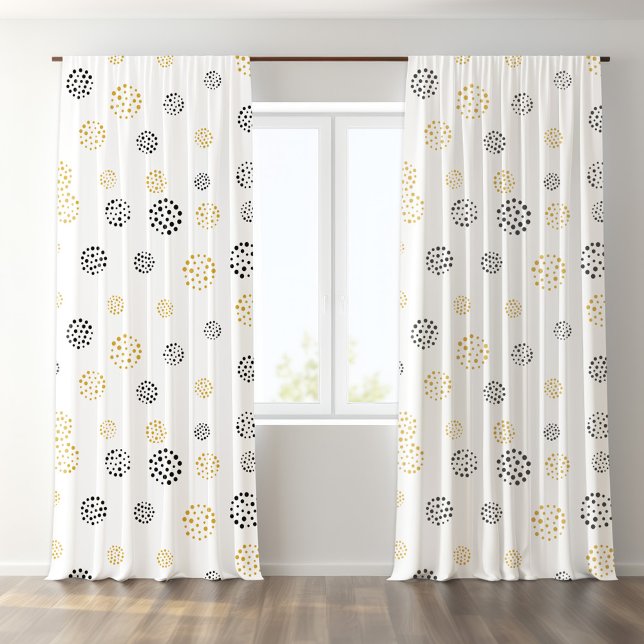 Black Gold Dot Pattern Blackout Curtains (Creator Uploaded)