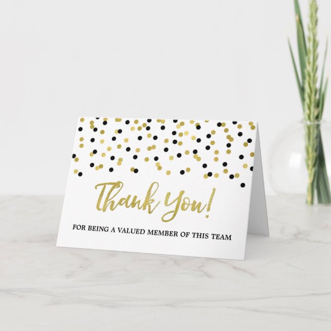 Black Gold Dots Employee Appreciation Card (Front)