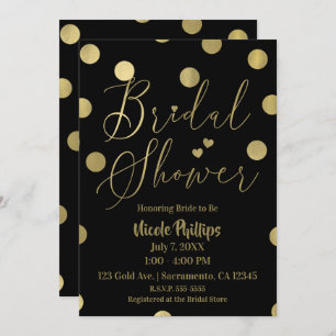 Black & Gold Dots Modern Glam Bridal Shower Invitation