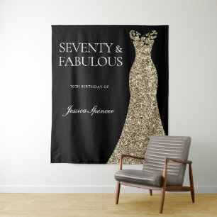 Black Gold Dress Seventy & Fabulous 70th Birthday Tapestry
