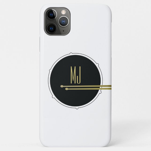 Black Gold Drummer Monogram Case-Mate iPhone Case (Back)