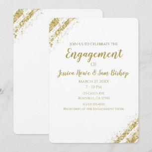 Black Gold Dust Corners Glam Modern Engagement Invitation