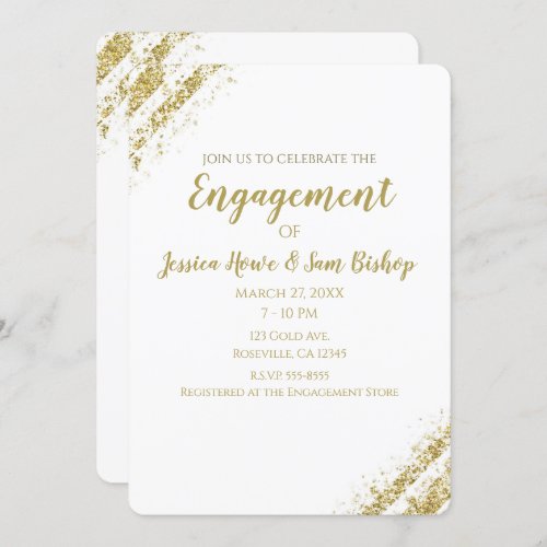 Black Gold Dust Corners Glam Modern Engagement Invitation