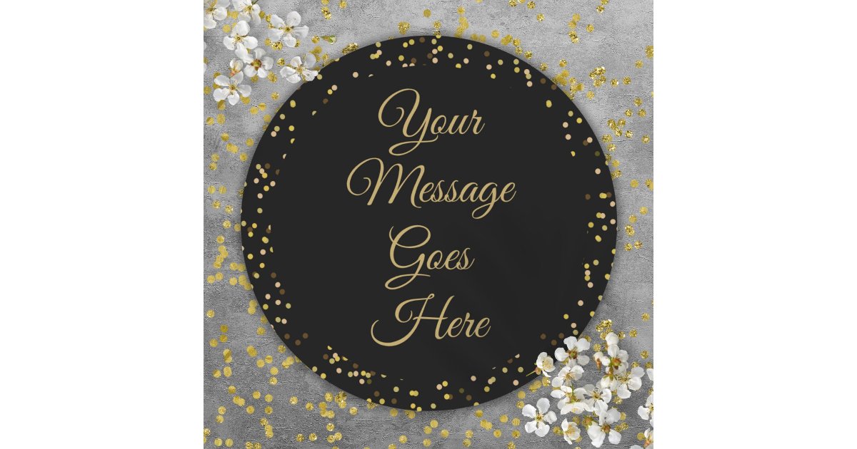 Black Gold Dust Elegant Script Classic Round Sticker | Zazzle