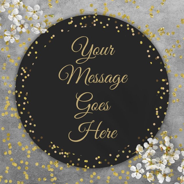Black Gold Dust Elegant Script Classic Round Sticker (Black Gold Dust Elegant Script Classic Round Sticker)
