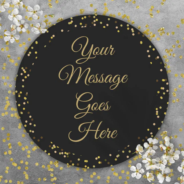 Black Gold Dust Elegant Script Classic Round Sticker | Zazzle