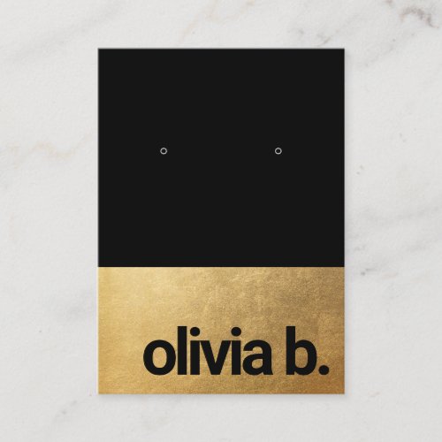 Black Gold Earring Bold Font  Business Card