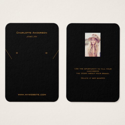 Black gold earring jewelry photo display card