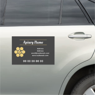 Black & Gold Editable Car Magnet for Beekeeper