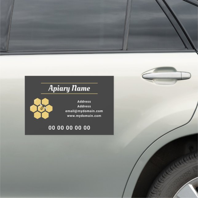 Black & Gold Editable Car Magnet for Beekeeper (In Situ)