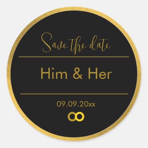 Black  Gold Editable Save The Date Sticker