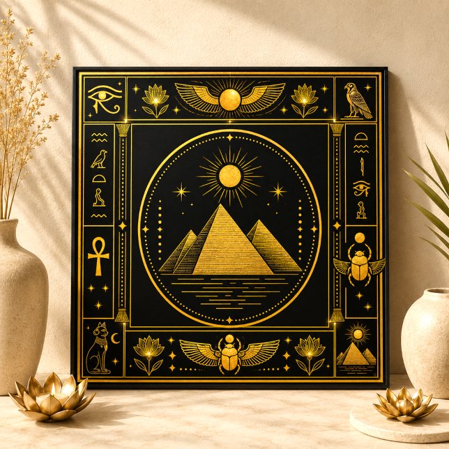 Black Gold Egyptian Pyramid Luxury Decor Art Ceramic Tile (Creator Uploaded)