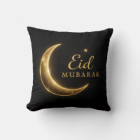 Black & Gold Eid Mubarak Decorative Pillow – Ramad