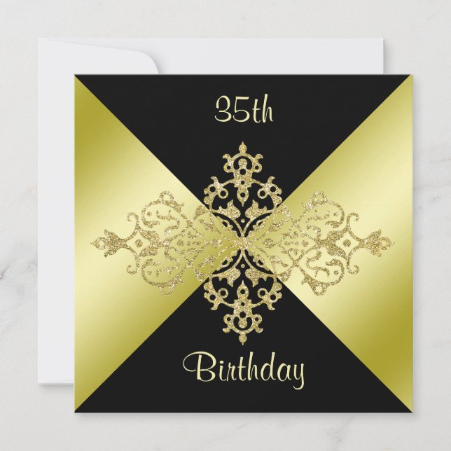 Black & Gold Elegance 35th Birthday Invitation (Front)