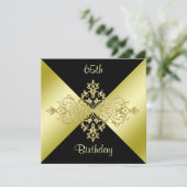 Black & Gold Elegance 65th Birthday Invitation (Standing Front)