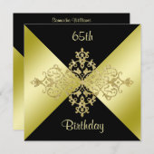 Black & Gold Elegance 65th Birthday Invitation (Front/Back)