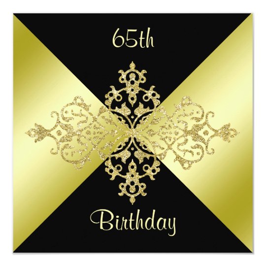 Black And Gold Elegance 65th Birthday Invitation