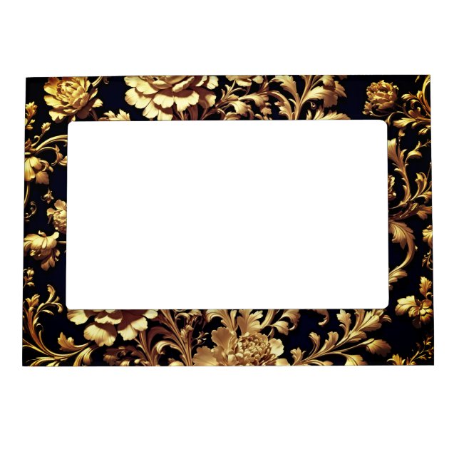 Black & Gold Elegance - Flemish Baroque Floral Magnetic Frame (Front)