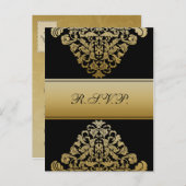 black gold elegance RSVP cards (Front/Back)