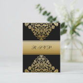 black gold elegance RSVP cards (Standing Front)