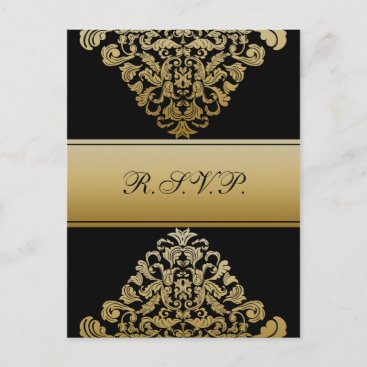 black gold elegance RSVP cards