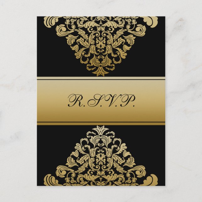 black gold elegance RSVP cards (Front)