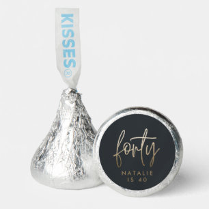 Black gold elegant 40th birthday modern hershey®'s kisses®