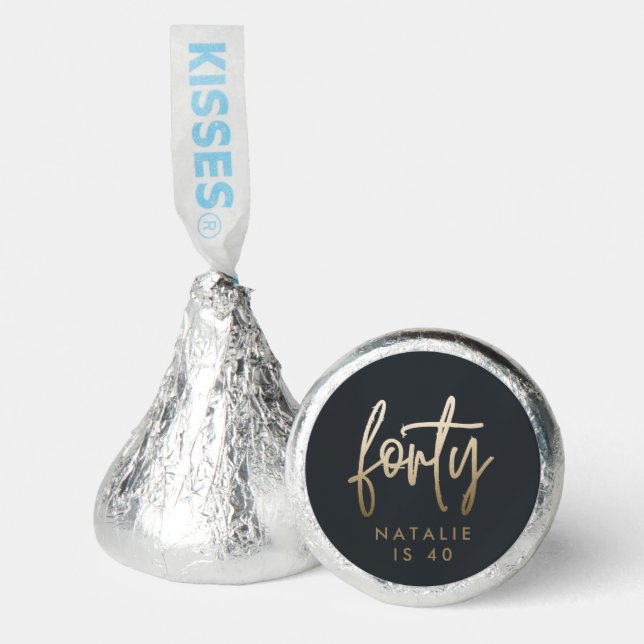 Black gold elegant 40th birthday modern hershey®'s kisses® (Front)