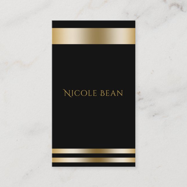 Black & Gold Elegant Chic Modern Glam Professional Business Card (Front)