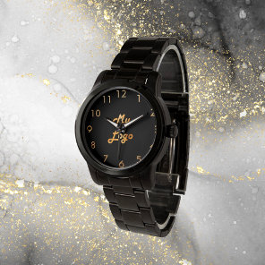 Black gold elegant classic business logo watch