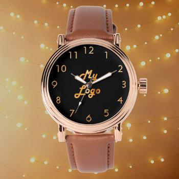 Black Gold Elegant Classic Business Logo Watch by ThunesBiz at Zazzle
