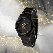 Black Gold Elegant Classic Business Logo Watch at Zazzle