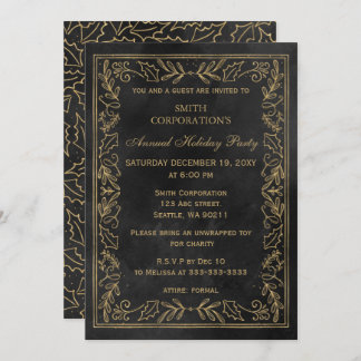 Black Gold Elegant Corporate Holiday Party Invitation