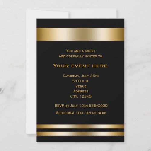 Black  Gold Elegant Dinner Party Event Invitation