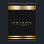 Black & Gold Elegant Engagement Save the Date Postcard<br><div class="desc">Black & Gold Elegant Engagement Save the Date Postcard. Customize with any text.</div>