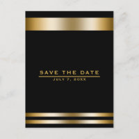 Black & Gold Elegant Engagement Save the Date