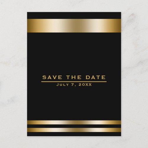 Black  Gold Elegant Engagement Save the Date Postcard